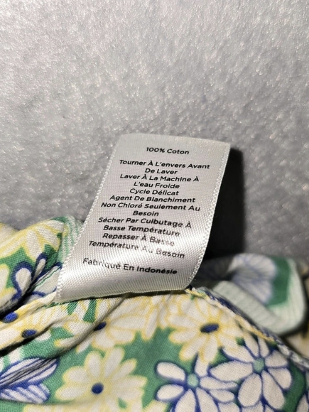 Talbots Floral Cotton Blouse in Green & Blue Size Large Bubble Long Sleeve Light - Picture 8 of 8